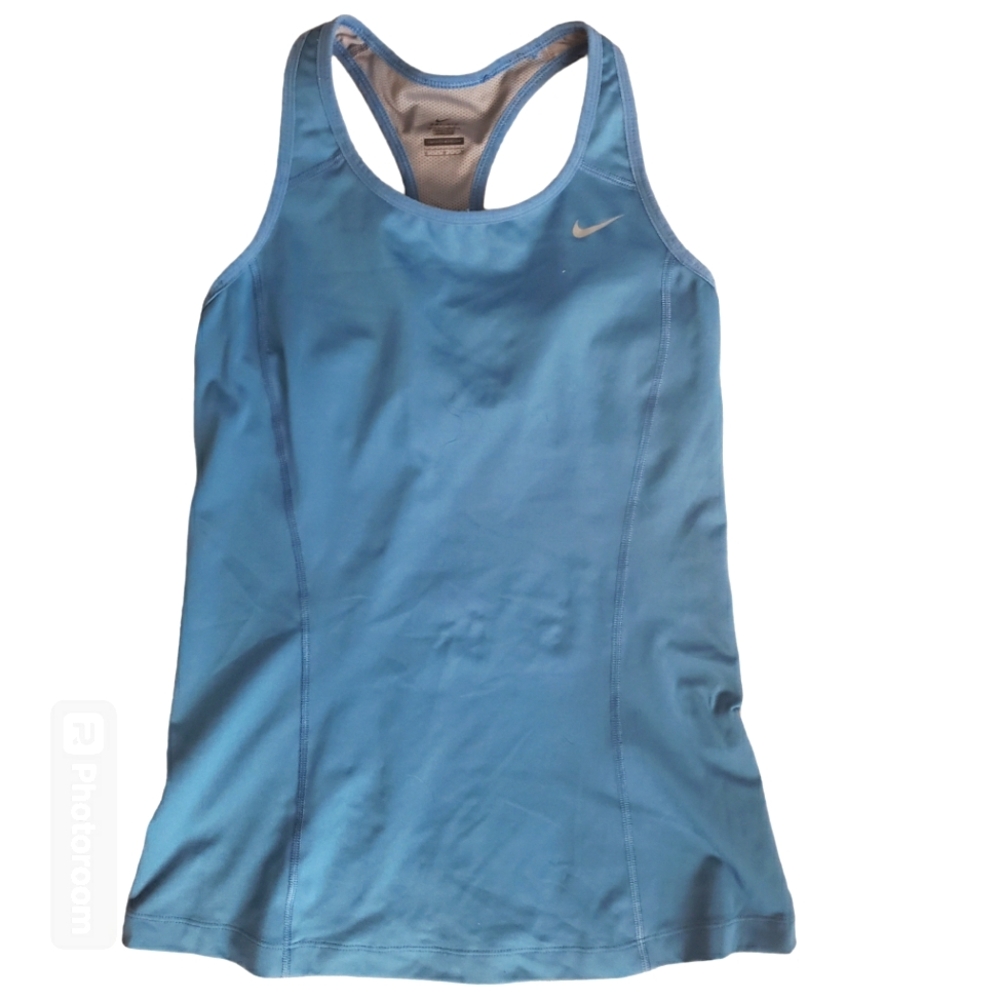 Nike Womens DRI FIT Razorback Tank w/ Built-in Bra Crimson Blue Size M EUC